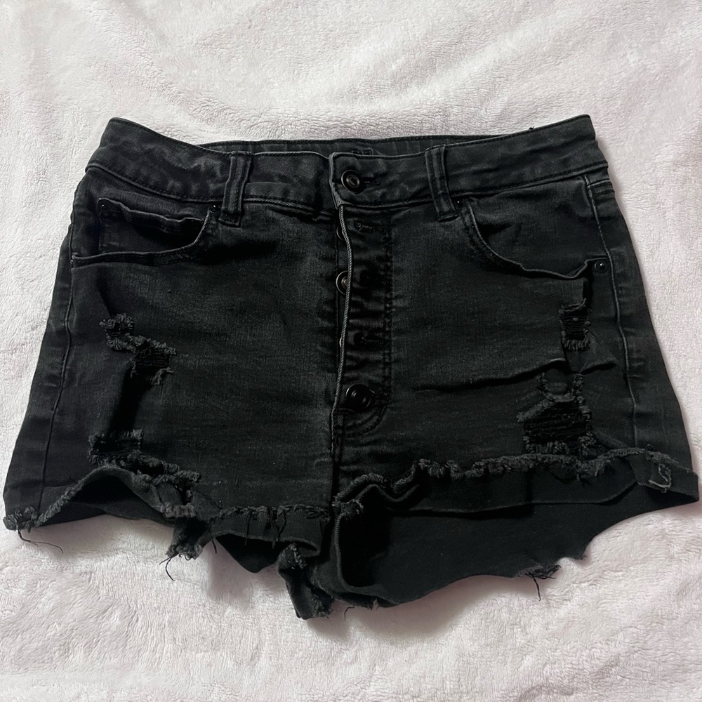 Rue21 Black Frayed Jean Shorts